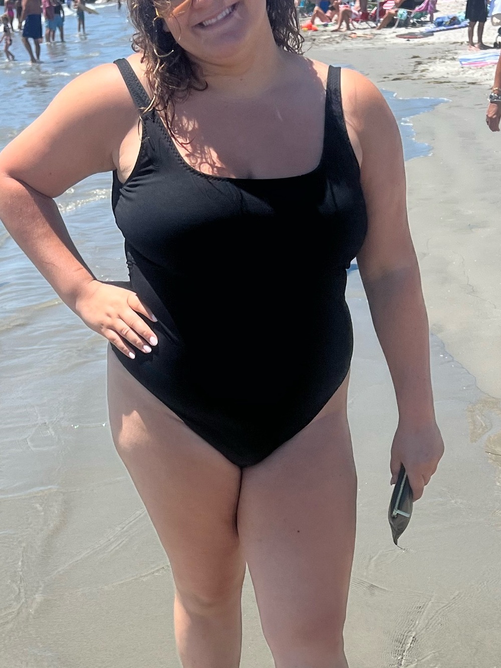 Fabletics Black Scoop-Neck One-Piece Swimsuit